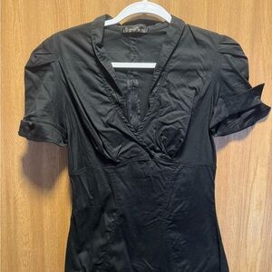 Pinup Couture Black Fitted Puff Sleeve Blouse